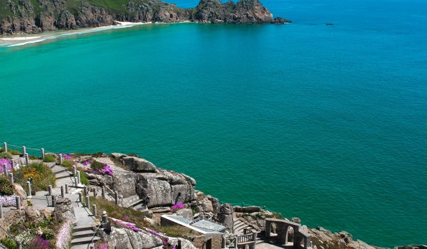 Minack Theatre with sea