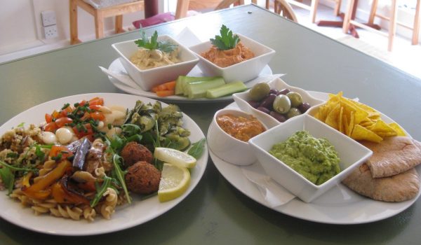 table full of vegan food