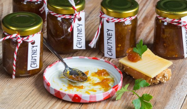 Homemade chutney jars