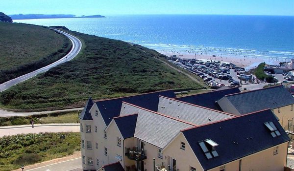 Exterior of Beachcombers Apartments in Watergate Bay