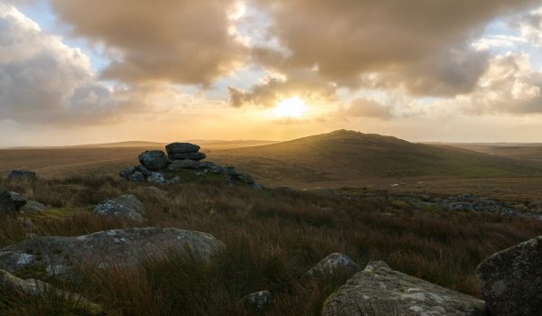 Brown Willy and Showery Tor on Bodmin moor after a rain storm has passed