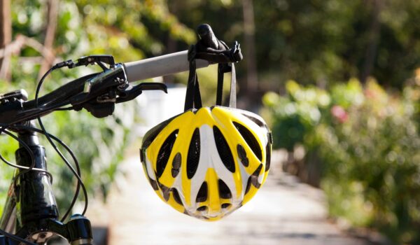 cycling helmet on bicycle 